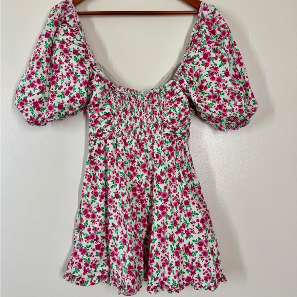 For Love And Lemons Pink and Red Smocked Mini Sundress with pockets - Picture 5 of 9